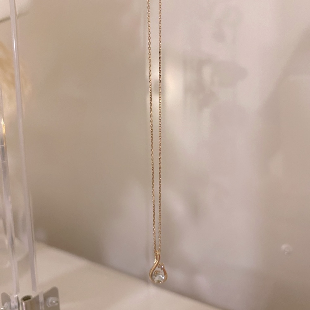 STAR JEWELRY 10K Gold Diamond Aquamarine Shooting Star Necklace